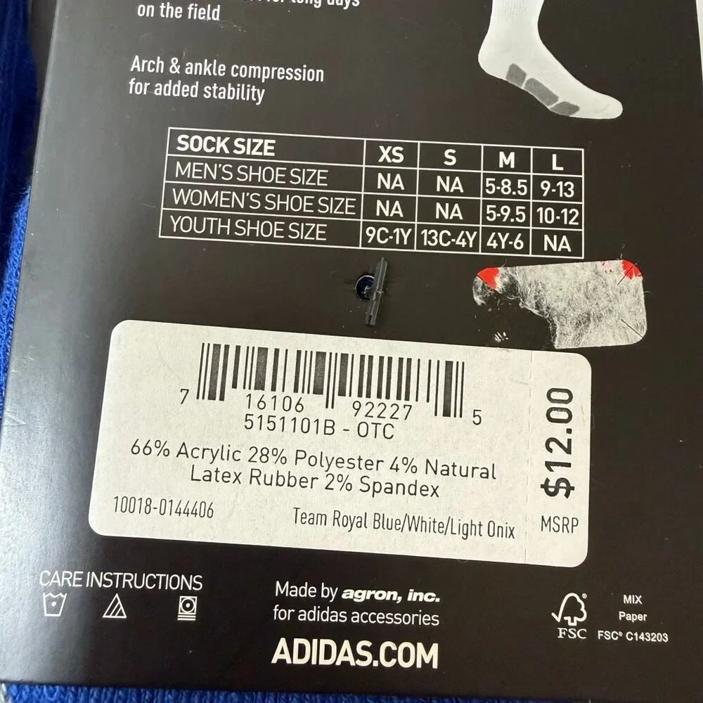 Adidas youth Baseball OVER-The-CALF SOCKS blue Compression Sz S NWT 3 pairs